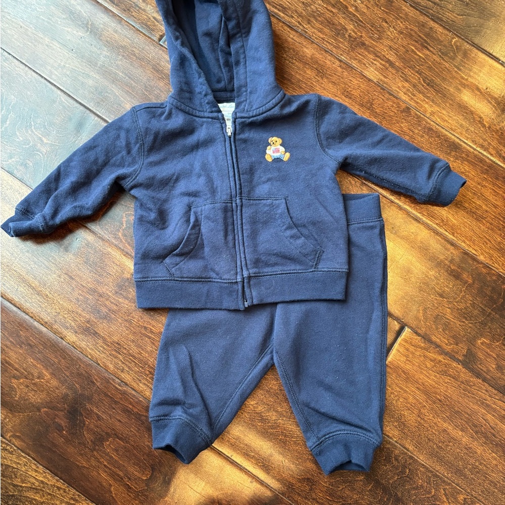 Ralph Lauren Navy Blue Kids Sweatpants & Hoodie Set